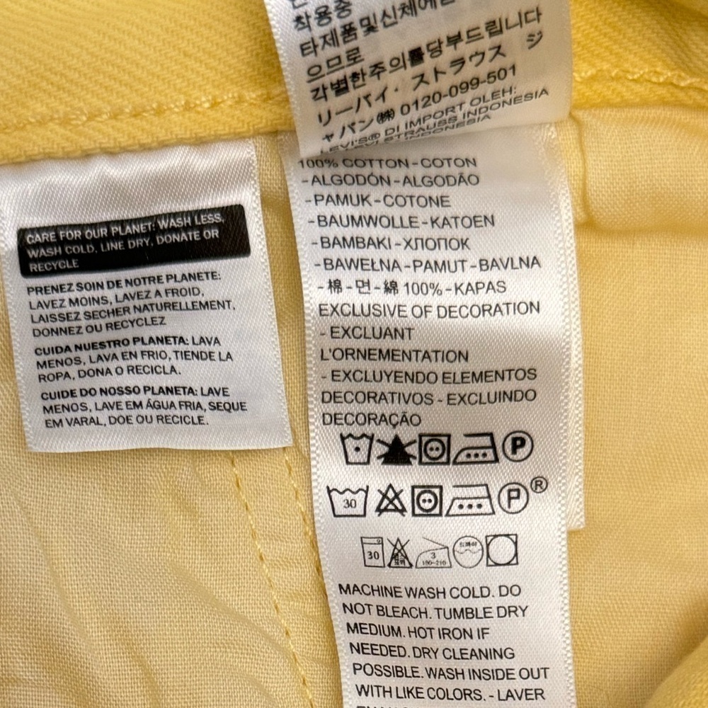 LEVI’S Cropped High Rise Straight Leg Raw Hem Yellow Jeans Size 27 NEW - Picture 8 of 10